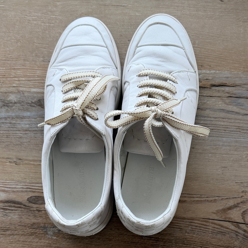 Max Mara white leather lace-up sneakers